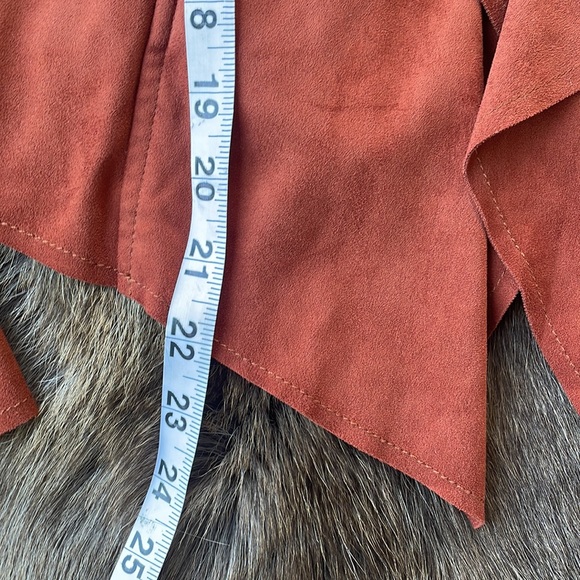 Kut from the Kloth Rust Brown Faux Suede Draped Front Jacket Size Small - Picture 8 of 11